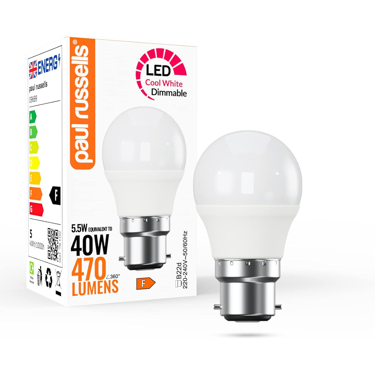 Image of 5.5W LED Golf Dimmable, B22, 470lm,&hellip;