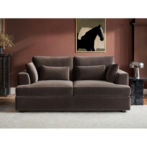 Drew 2 Seater Brown Velvet Sofa