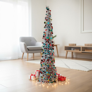 Lifeideas 150cm Multicolour Tinsel Christmas Tree