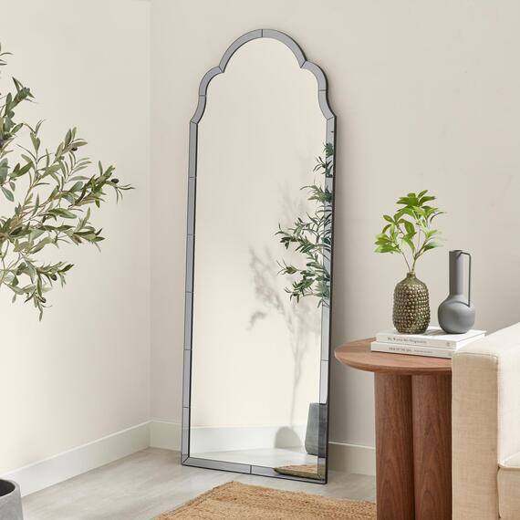 Opaline Grey Ornate Full Length Arch Wall Mirror