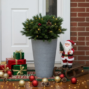 LED Lit Festive Christmas Planter Bush Decoration