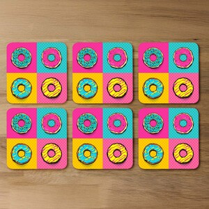 donut cartoon pop art style Designer Coaster Set