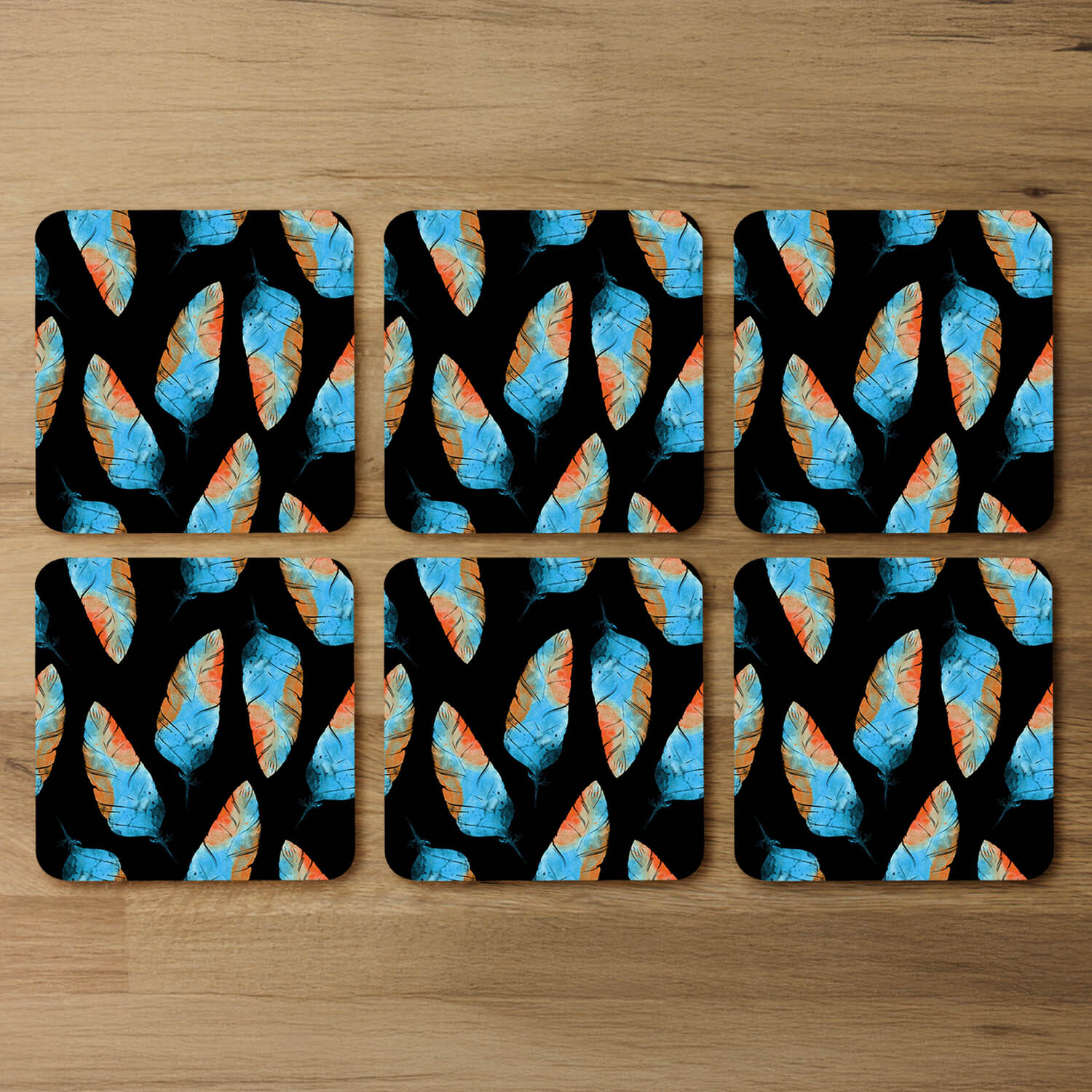 Imprints Boho Feathers Coaster - Blue