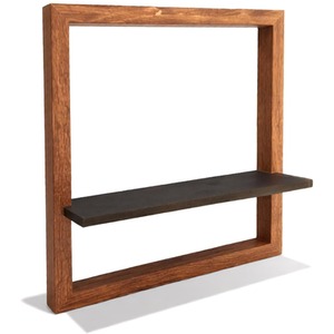Square Wooden Floating Shelf with Picture Ledge