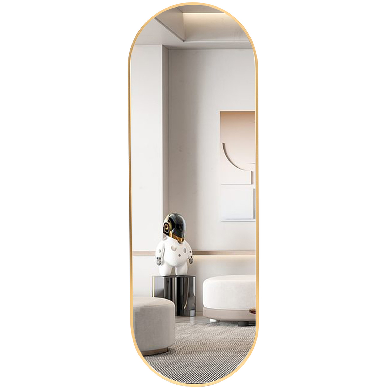 Image of Oval Full Length Wall Mirror Gold&hellip;