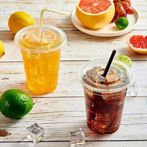 Strong Clear Plastic Smoothie Cups with Flat Lids