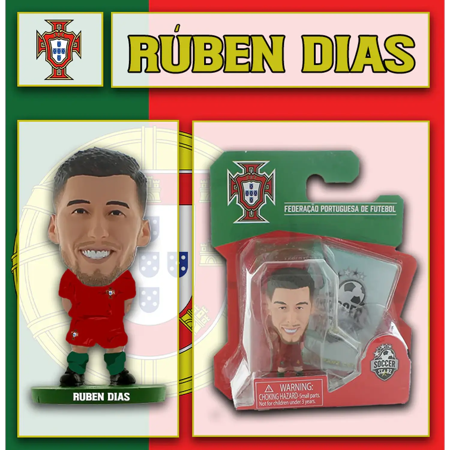 SoccerStarz Portugal Ruben Dias - Home Kit 5cm Figure - Red