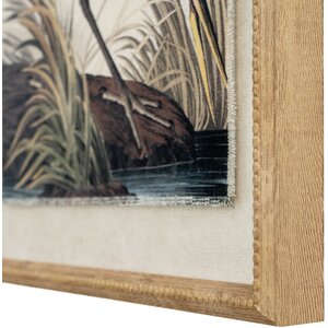 Flora Fauna Heron Wall Art in Beaded Linen Frame