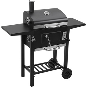 Outdoor Charcoal BBQ Grill Trolley with Chimney