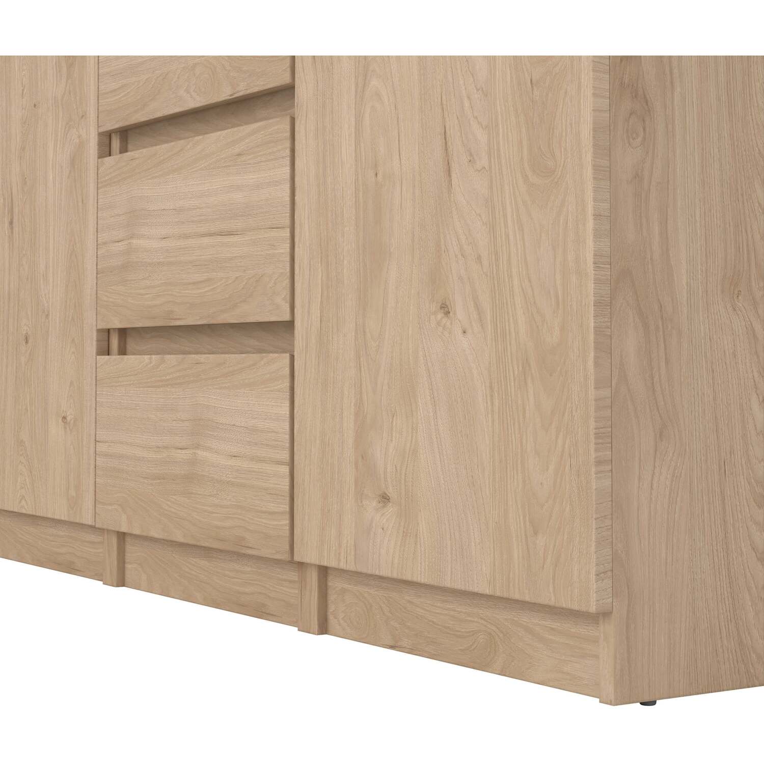 Wyld Haus Budapest Oak-Effect Matt Sideboard 4 Drawers 2 Doors - Natural
