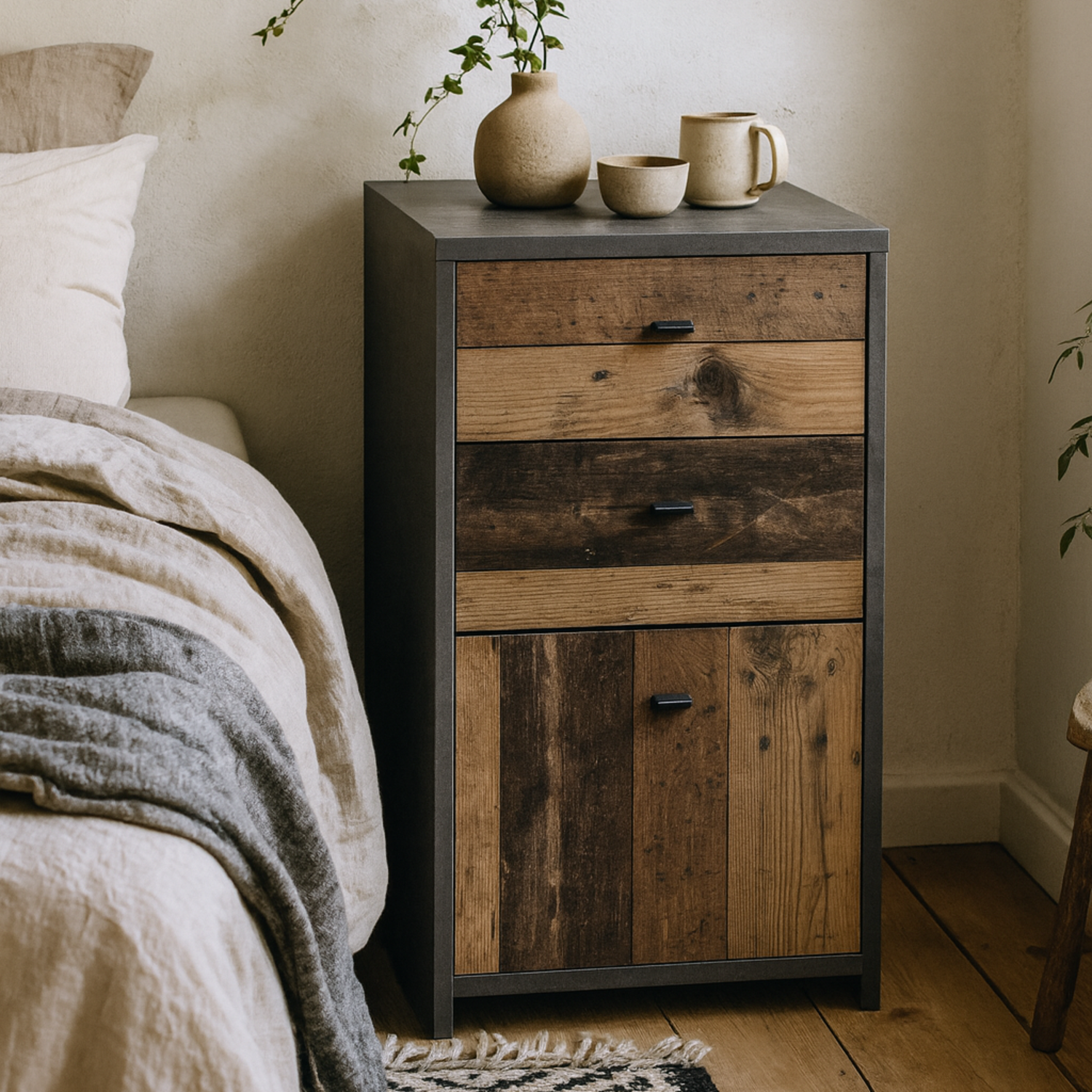 Wyld Haus Willowmere Chest Storage Cabinet 2 Drawers 1 Door Grey - Grey