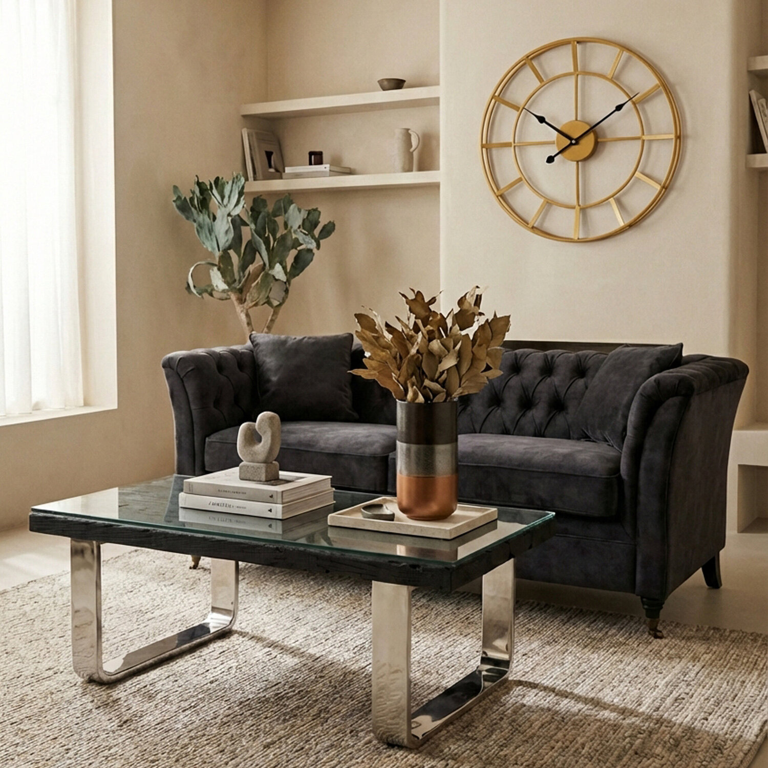 Kerala Black U Shaped Base Coffee Table - Black