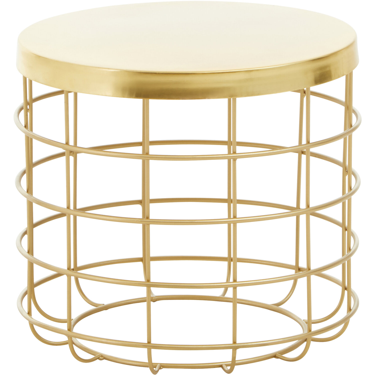 Pali Gold Finish Side Table With Caged Base - Gold