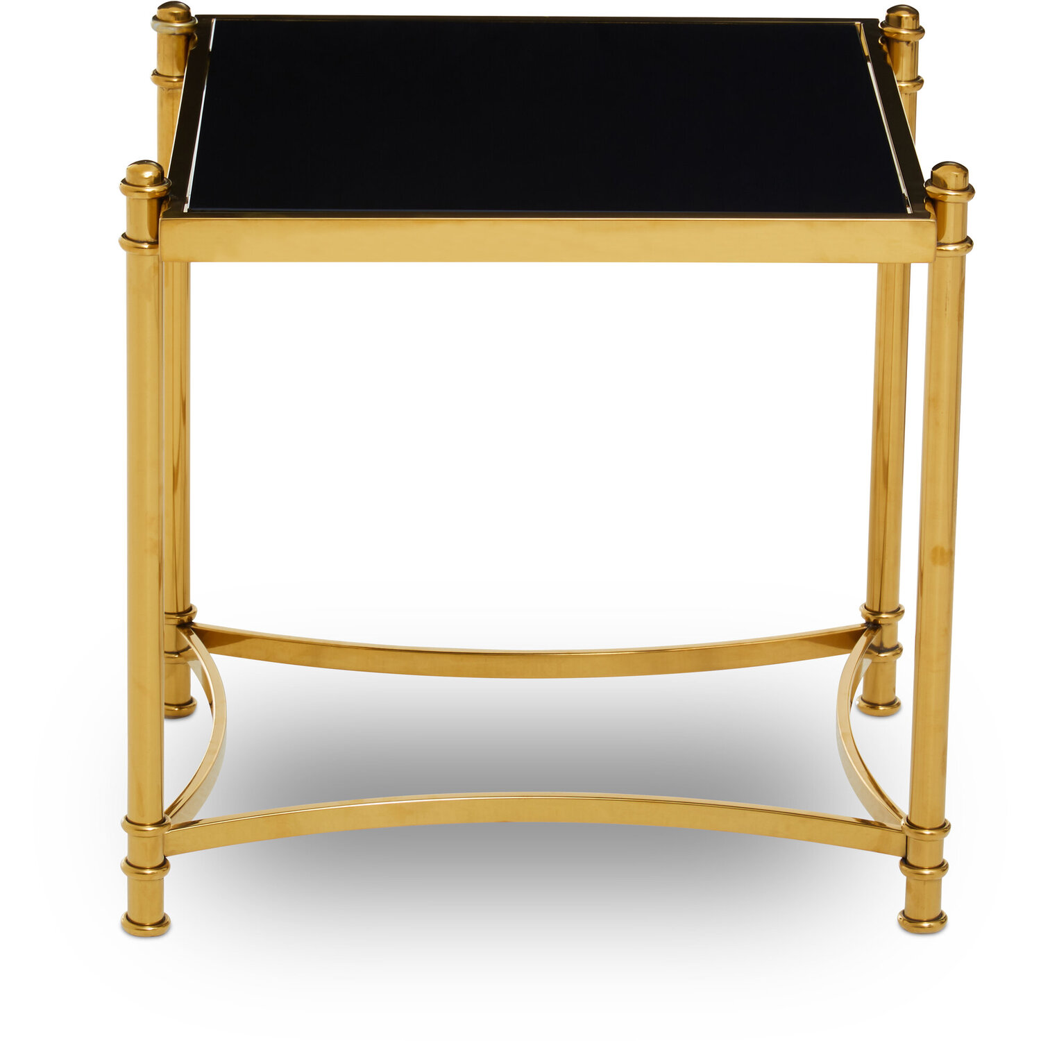 Ackley Gold Side Table with Black Glass - Gold
