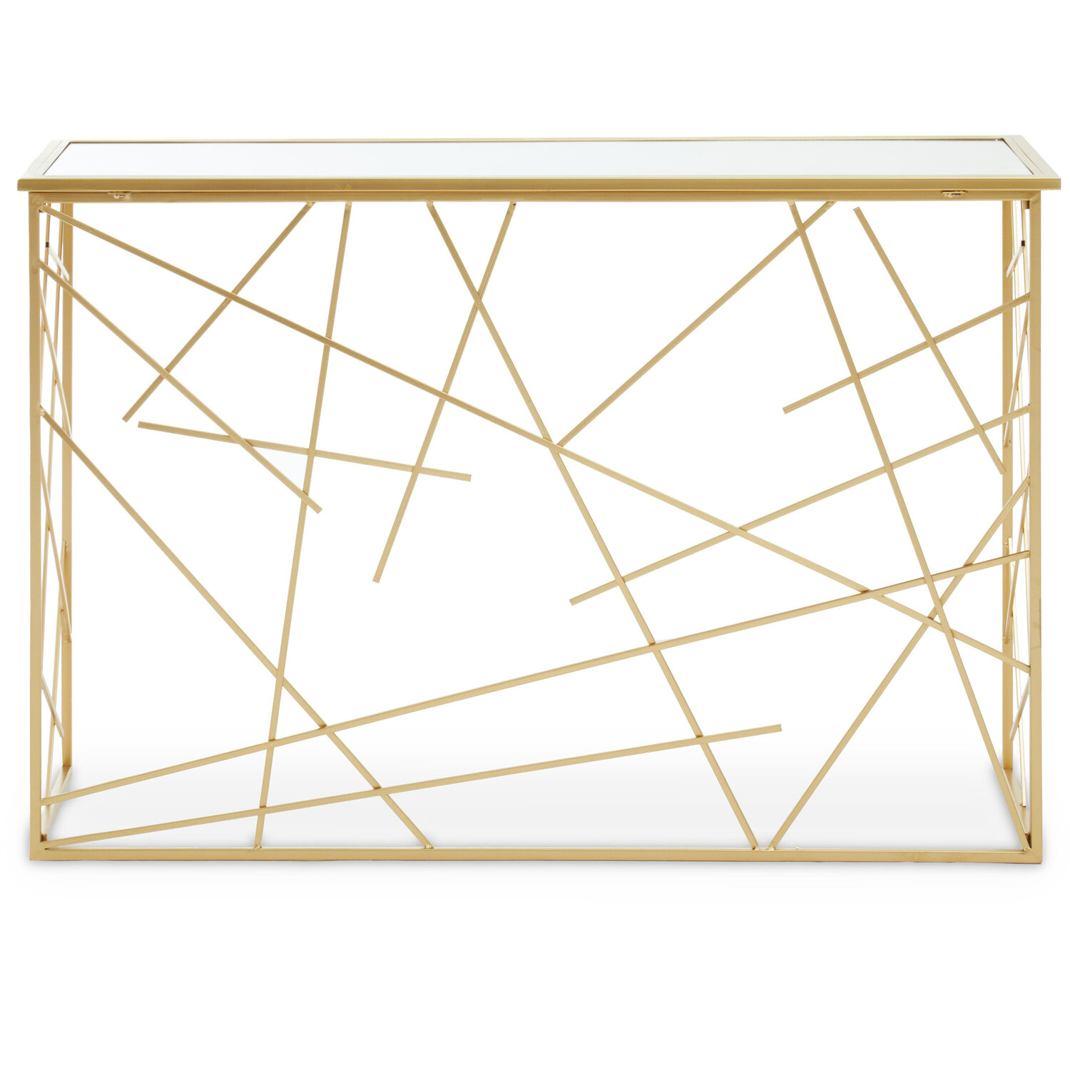 Farran Gold Finish Console Table With Mirror Top - Gold
