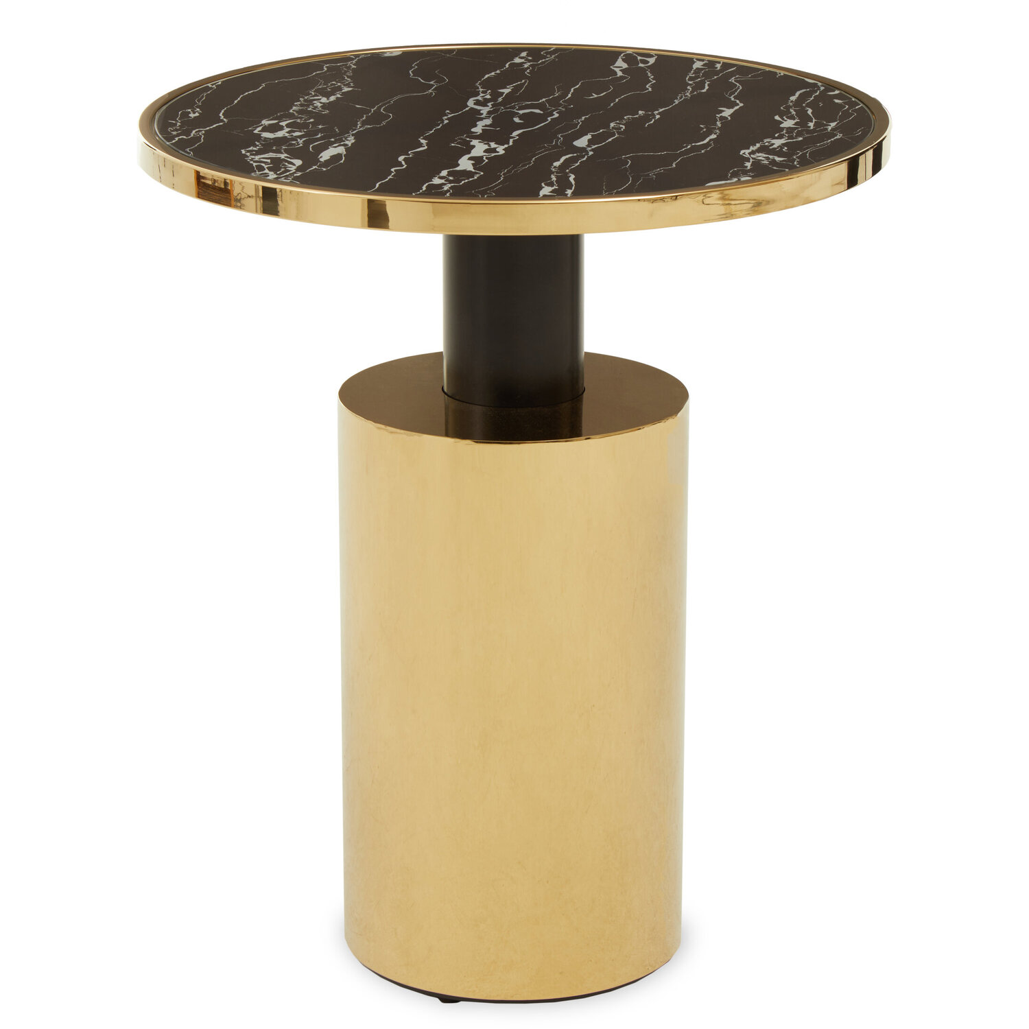 Oria Black Marble Effect Top and Gold Base Side Table - Gold