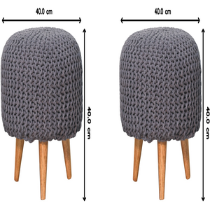 Solid Wood Keeva Grey Round Footstool