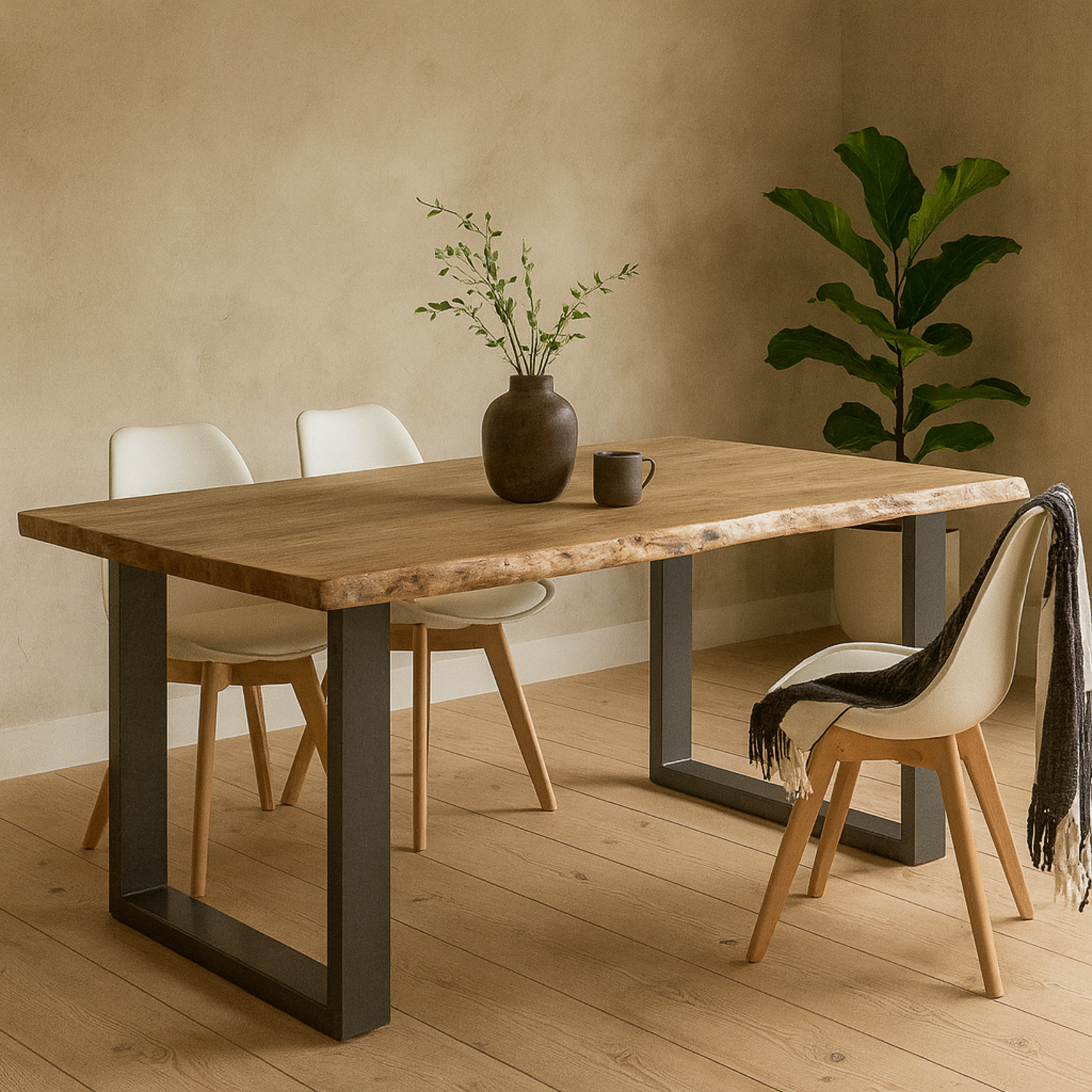 Wellington Live Edge Acacia Dining Table - Brown