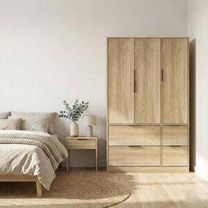 FUJI 3 Door 4 Drawer Wardrobe - Brown
