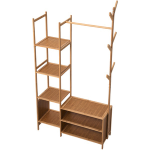 Multifunctional Coat Rack with Rail and Shelves