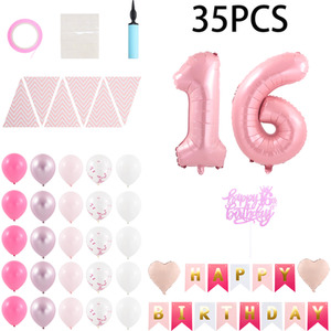 Lifeideas 35-Piece 16th Birthday Balloon Decorations Set