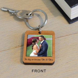 Personalised The Day We Became Mr & Mrs Photo Upload Key Ring