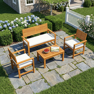 Outsunny 4 Seater Wooden Garden Furniture Set with Cushions