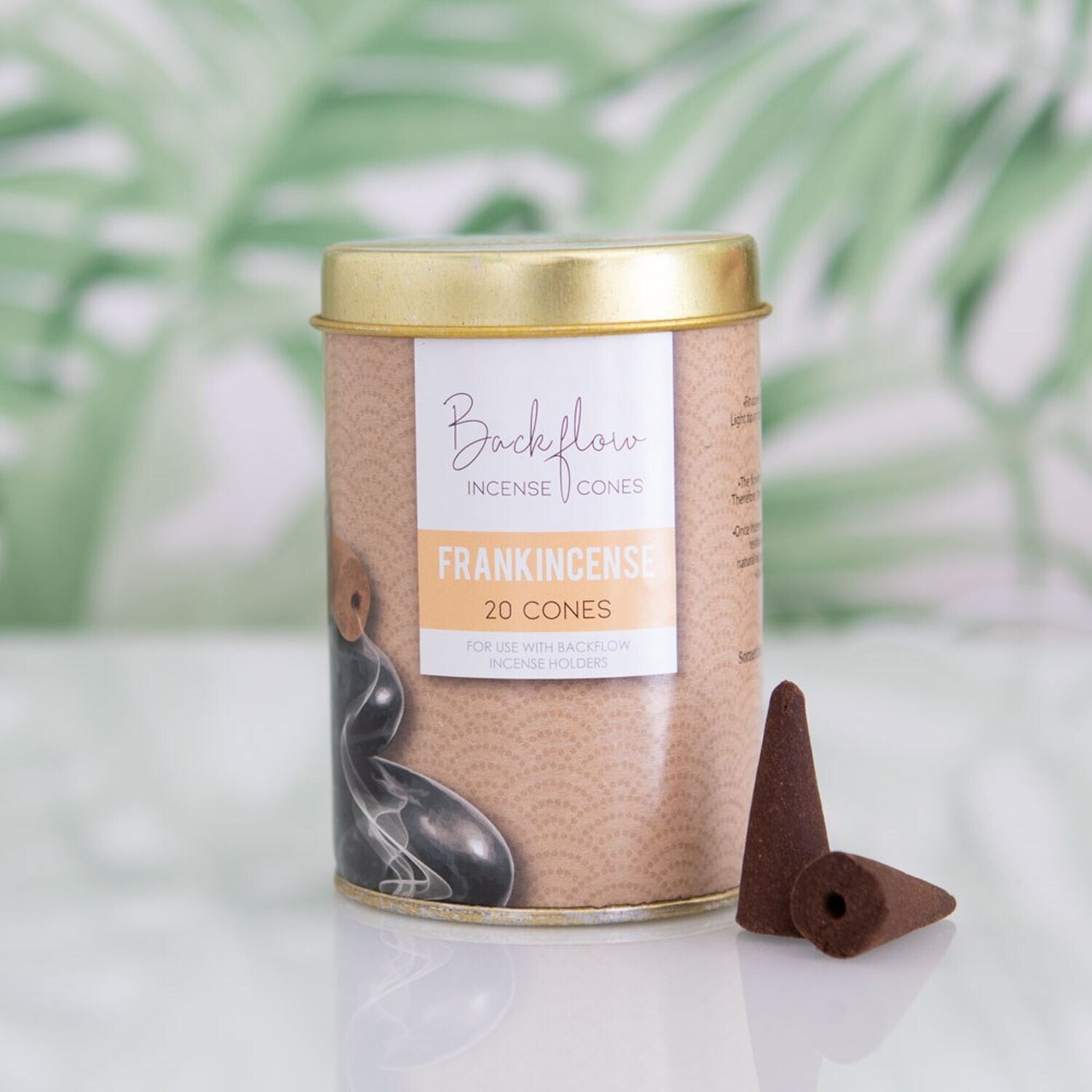 Tin of 20 Jumbo Backflow Incense Cones - Natural / Frankincense