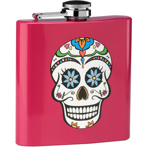 Auden Pink Hip Flask Skull Design