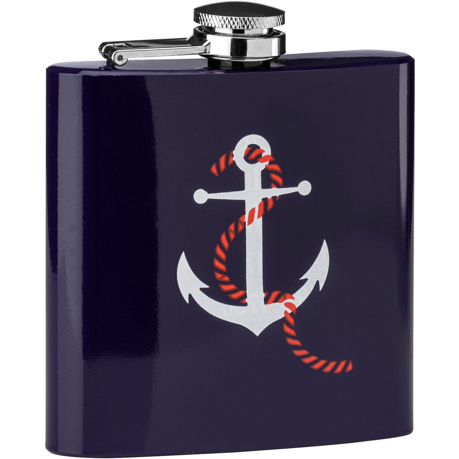 Auden Hip Flask with Anchor Design - Blue