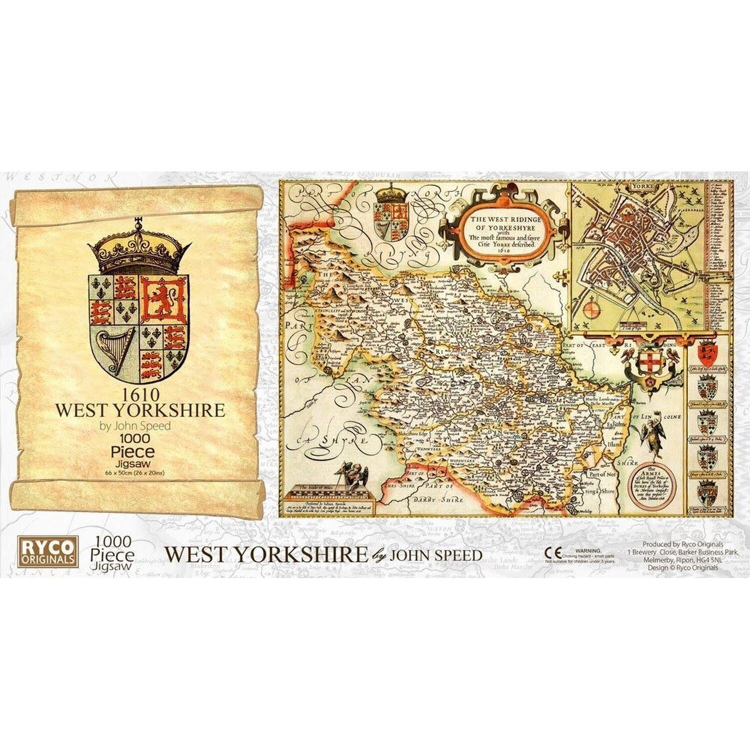 Yorkshire West Riding Historical Map 1000 Piece Jigsaw Puzzle (1610)