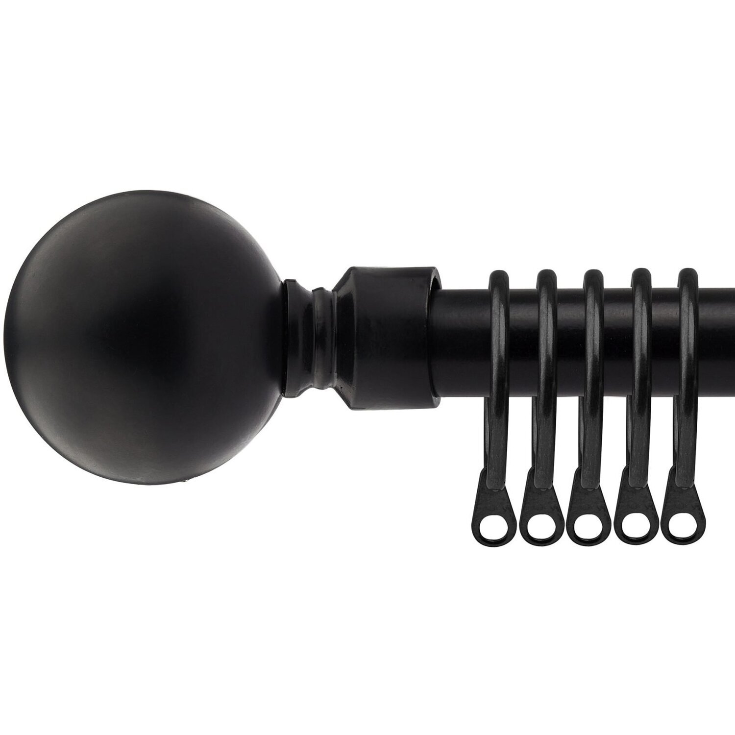16-19mm Sphere Extendable Durable Metal Curtain Pole Set - Black / 160cm