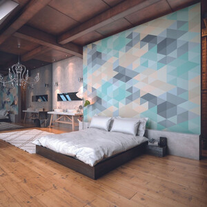 Iso Triangles Duck Egg Wall Mural