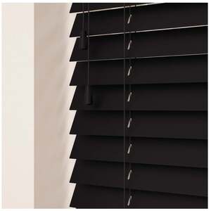Black / 70 50mm Slat Real Wood Venetian Blind With Strings 120cm Drop shot 14608539