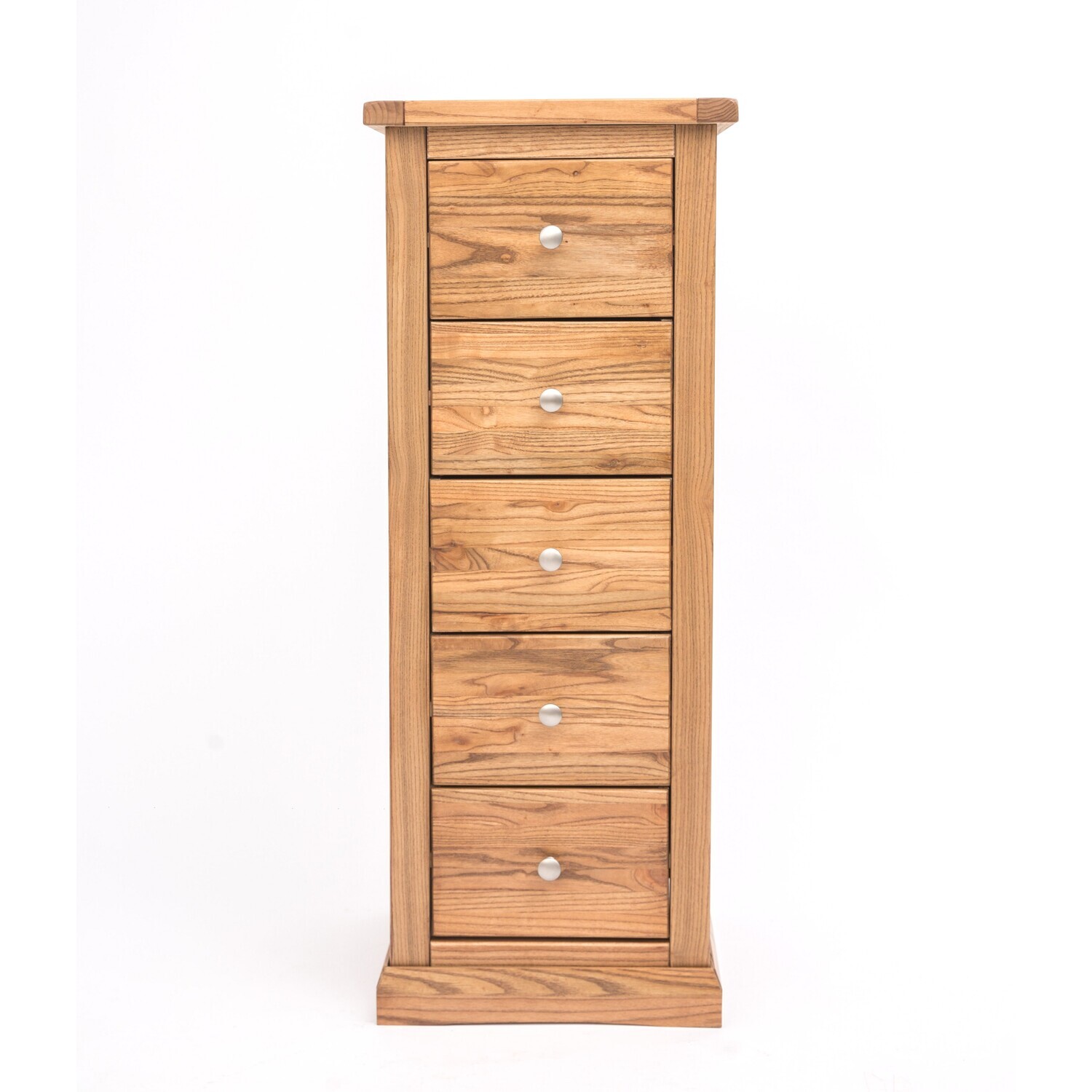 Cabinet Bits Salerno 5 Drawer Narrow Chest Of Drawers - Light Brown / Chrome