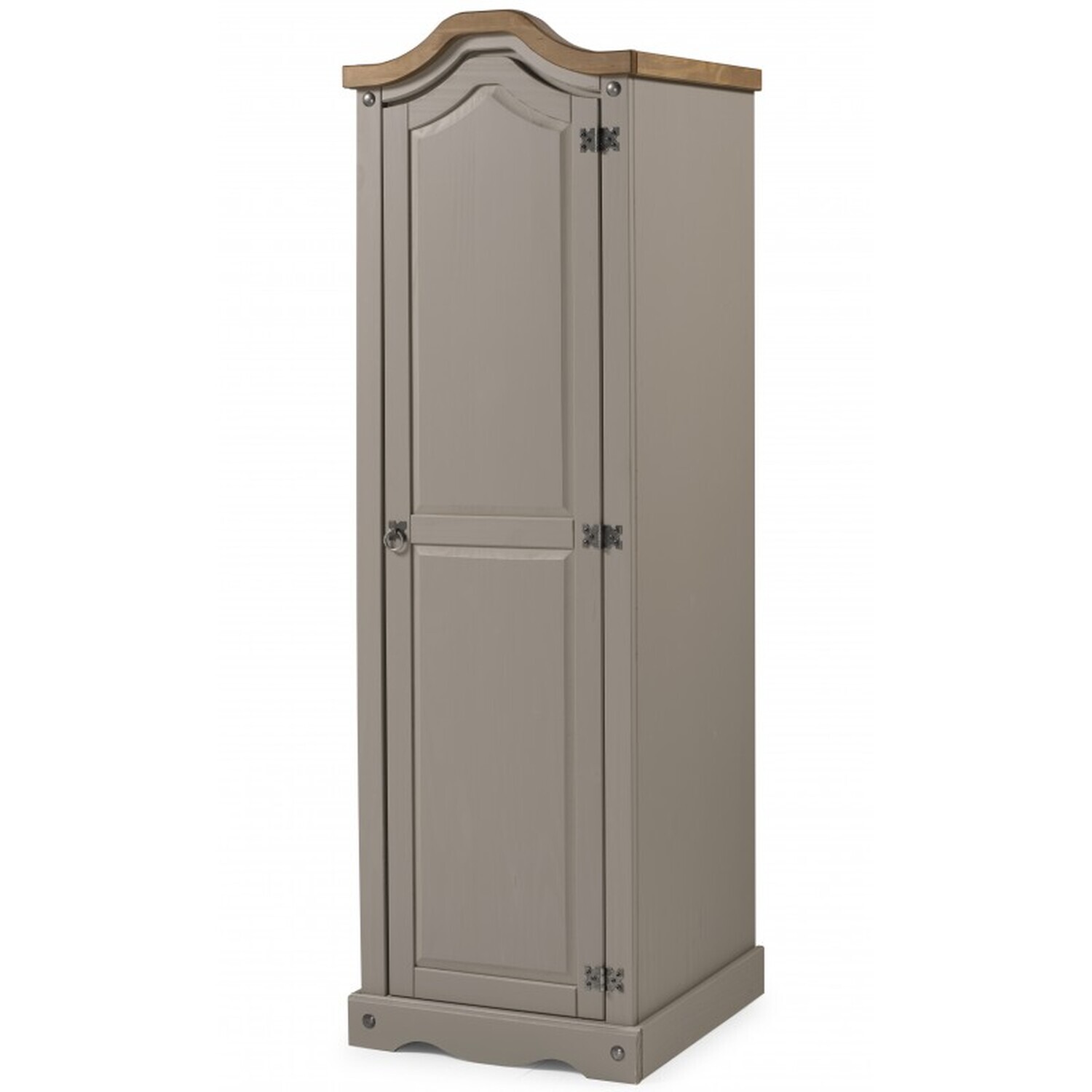 Corona Grey Wax 1 Door Wardrobe - Distressed Grey Wax