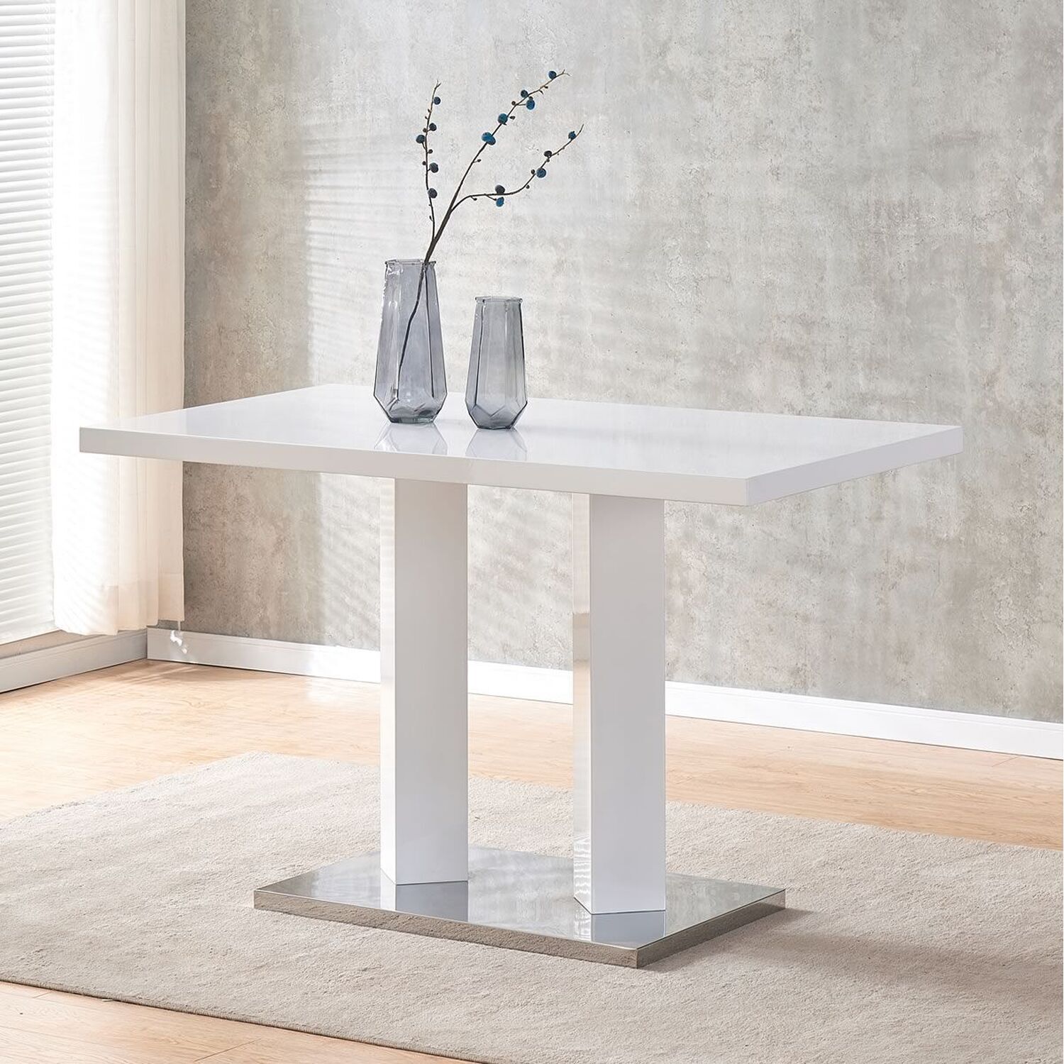 Frias High Gloss Modern Dining Table - White