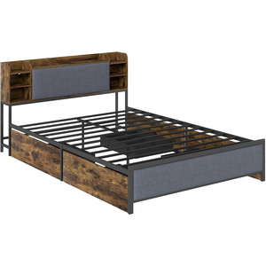 Industrial Upholstered Platform Bed