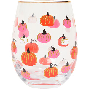 Gold Rim Pumpkin Glass Tumbler