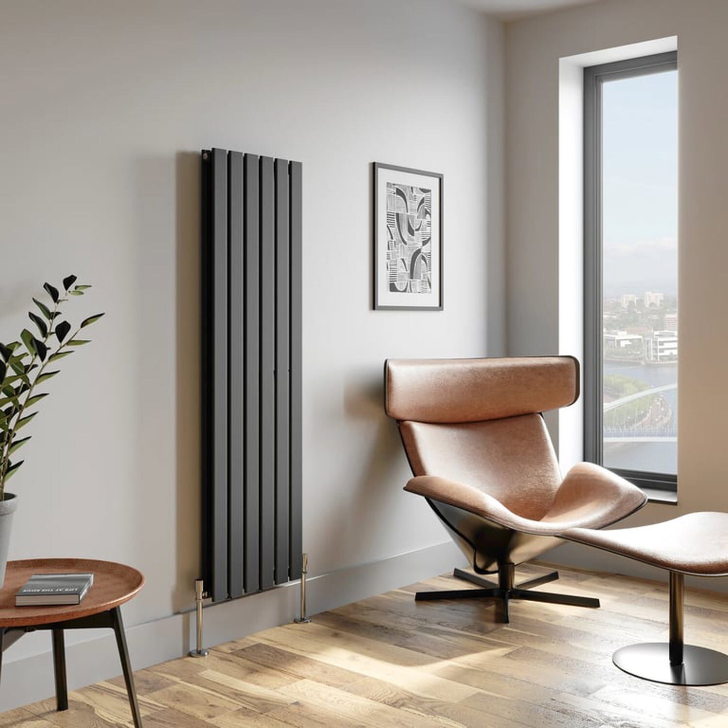 Temprazo Horizontal Double Flat Panel Designer Radiator - 600 X 1060Mm Anthracite - Grey / 455Mm / 1600Mm