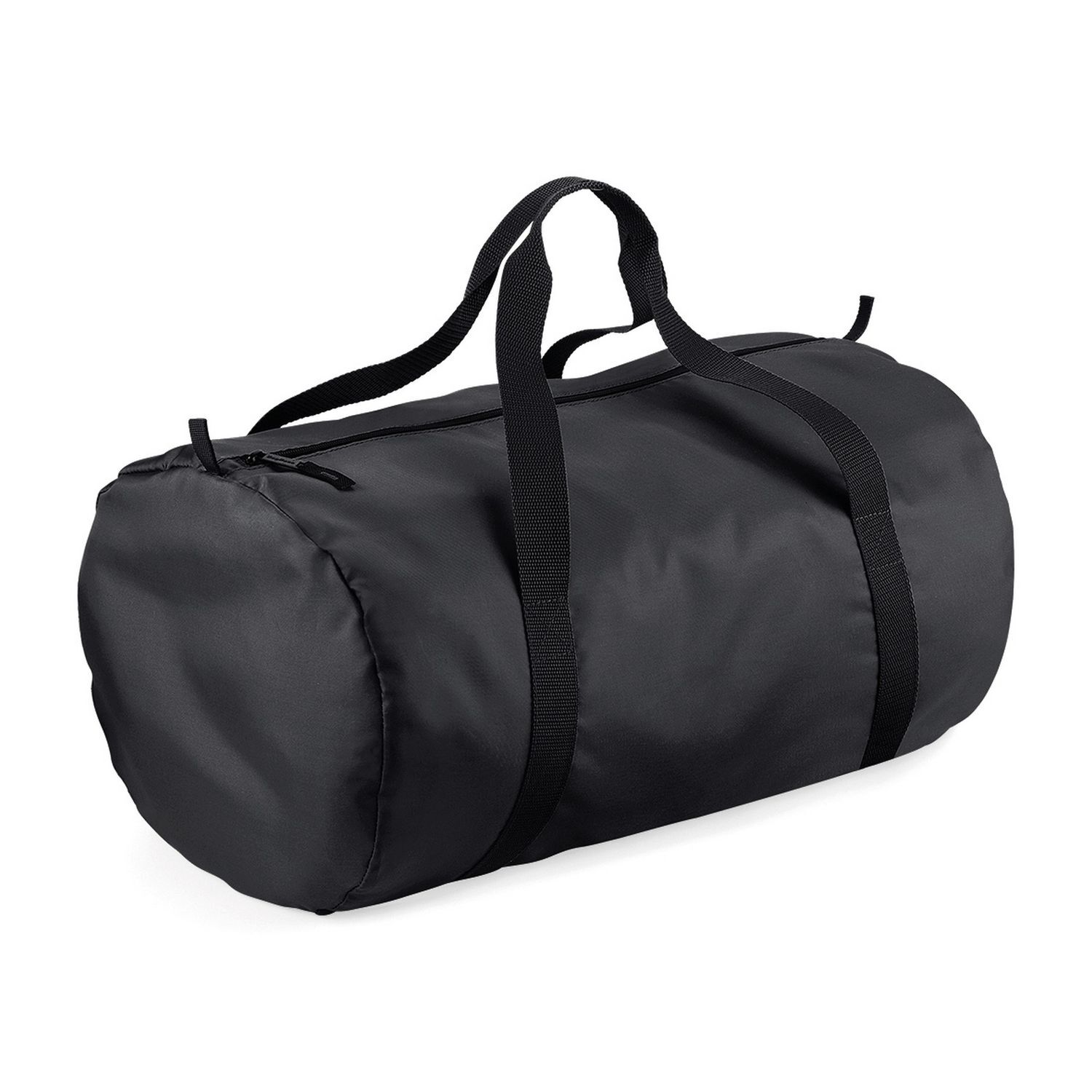 Bagbase Packaway Barrel Bag / Duffle Water Resistant Travel Bag (32 Litres) - Black/Black