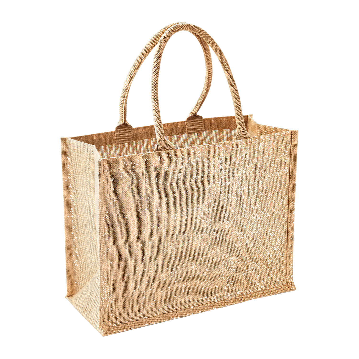 Westford Mill Metallic Shimmer Jute Shopper/Tote Bag - Natural Gold