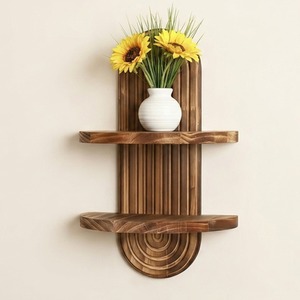 Wooden Wall Mounted Boho Shelf Decor Rack