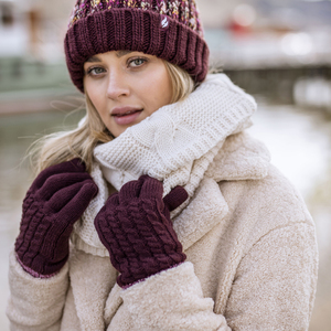 Womens Patterned Fleece Lined Warm Thermal Gloves for Winter