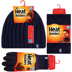 Mens 3 Pack Thermal Set Beanie Hat Neckwarmer and Gloves Set