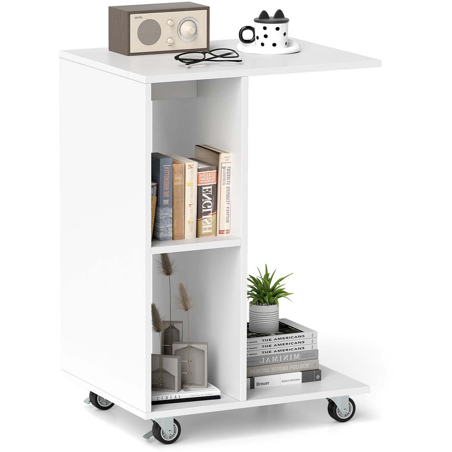Costway Narrow C-Shaped Side Table - White