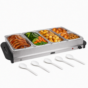 Callow Electric Buffet Server Food Warmer, 5 Stainless Steel Trays, 9.9L 450W