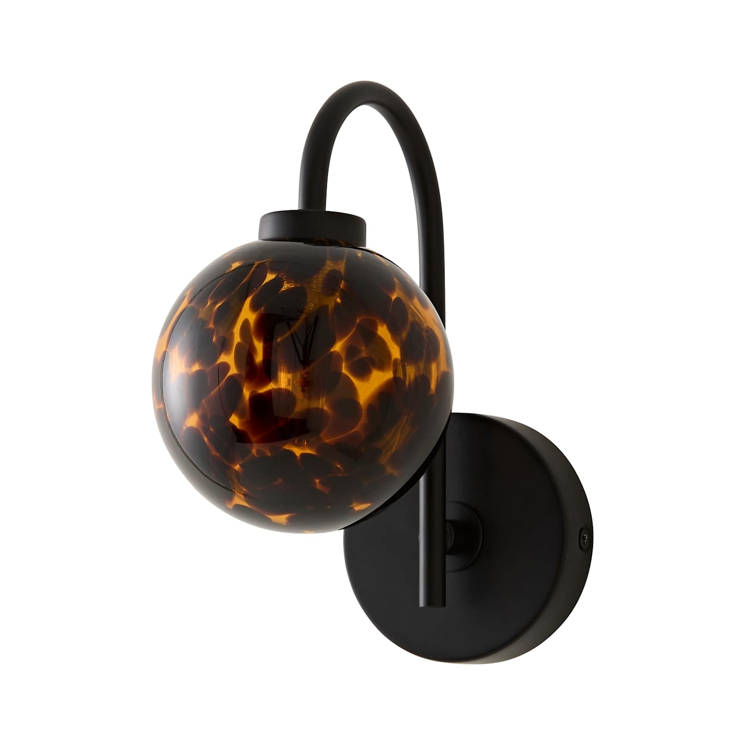 Valuelights Chiara Black Leopard Glass Globe Wall Light And Warm White Bulb - Image 5