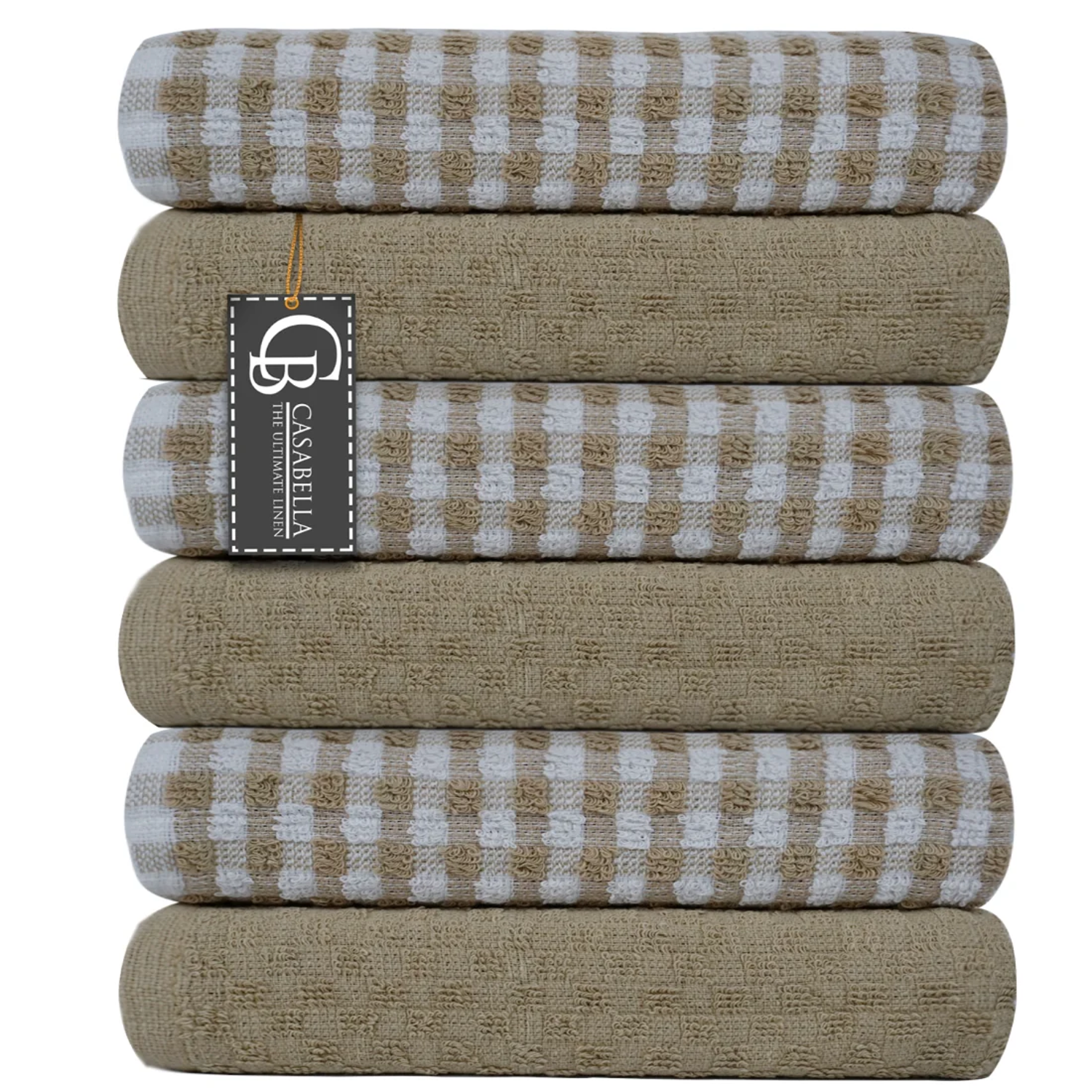 Casabella 6 Navy Tea Towels - Beige