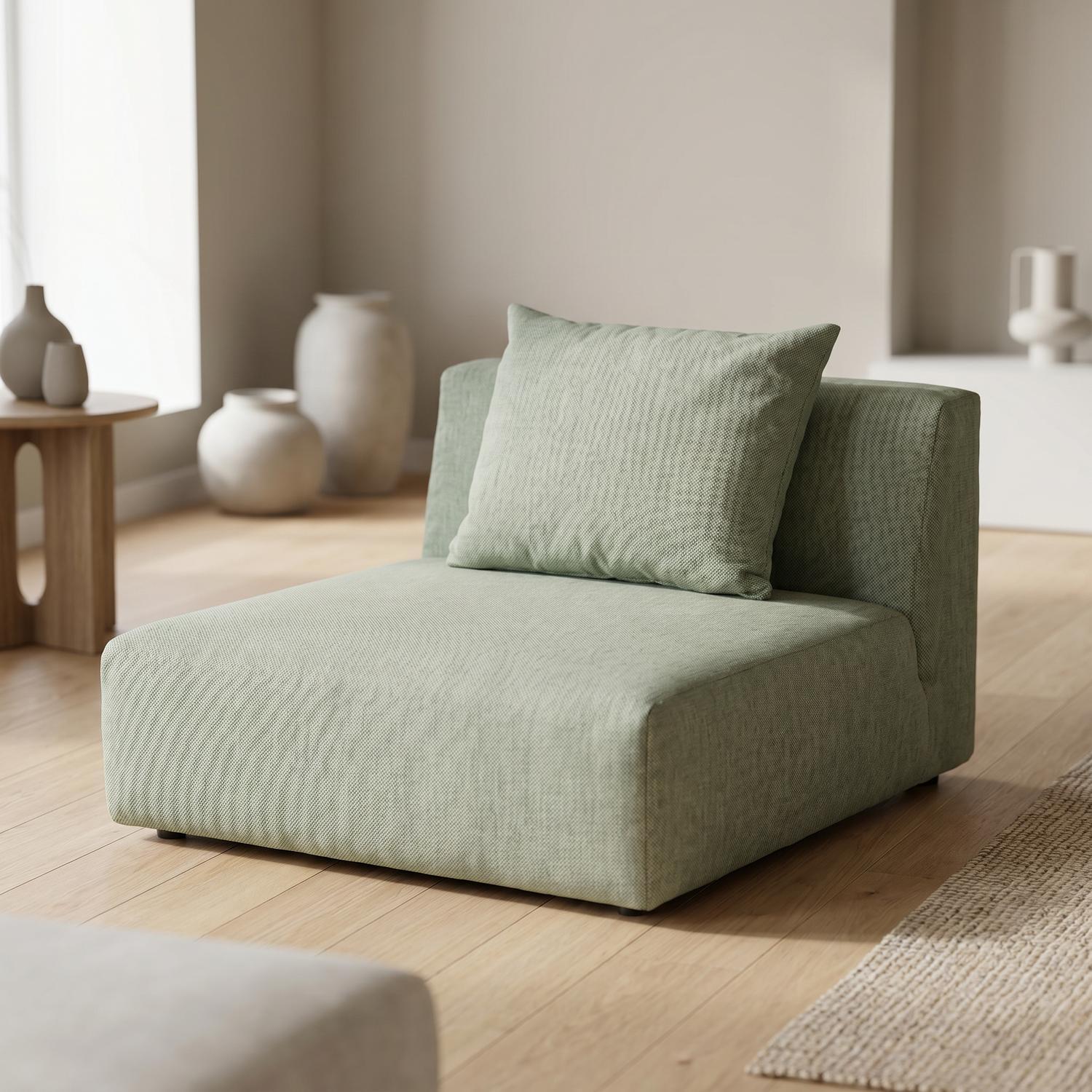 Abakus Direct Tokyo Single Seat In Anthracite Grey Basket Weave Fabric With Deep Seat - Natural Bamboo